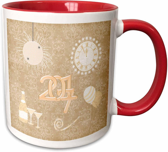 New Year 2017 Champagne Glasses Clock Balloon Ceramic Mug