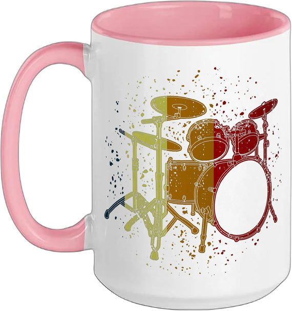Trap Set Vintage Look Music Band Drum Kit Ceramic Mug