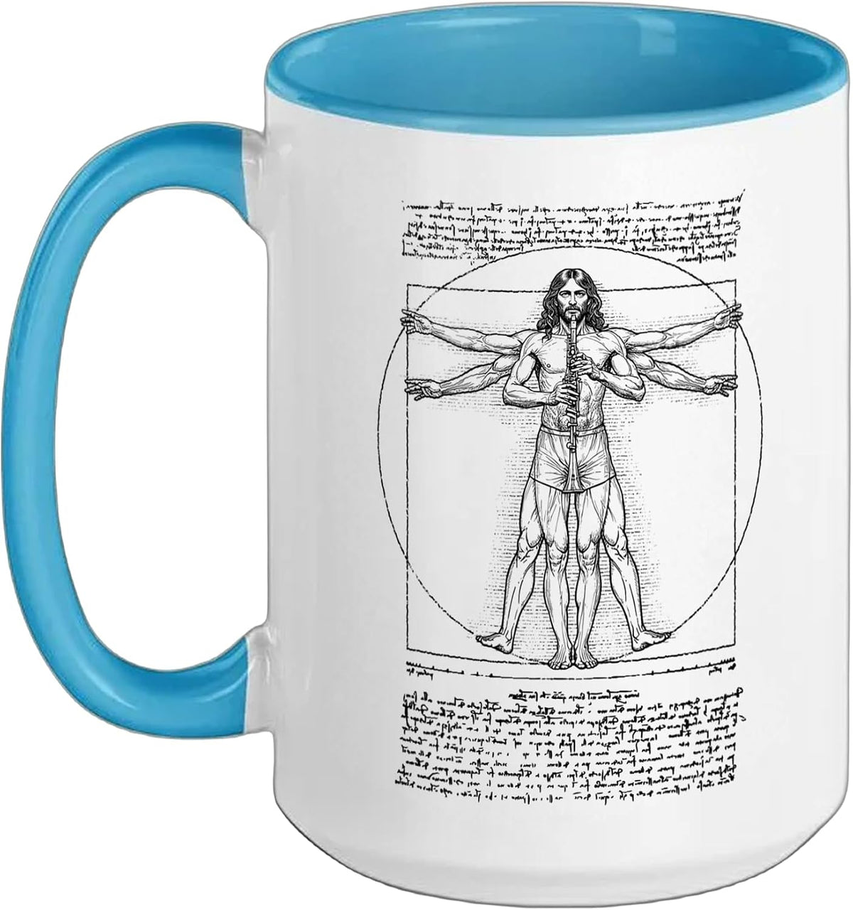 Clarinet Clarinetist Vitruvian Man Leonardo Da Vinci Music Ceramic Mug