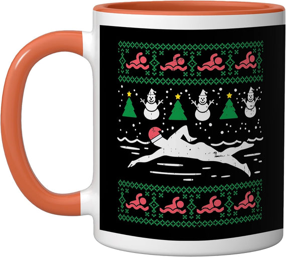 Swimmin Santa Ugly Sweater Christmas Ceramic Mug
