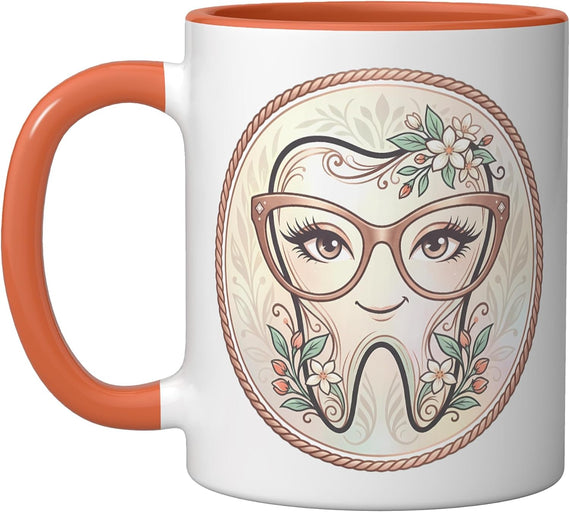 Woman Tooth With Glasses Dentist Dental Hygienist Ceramic Mug