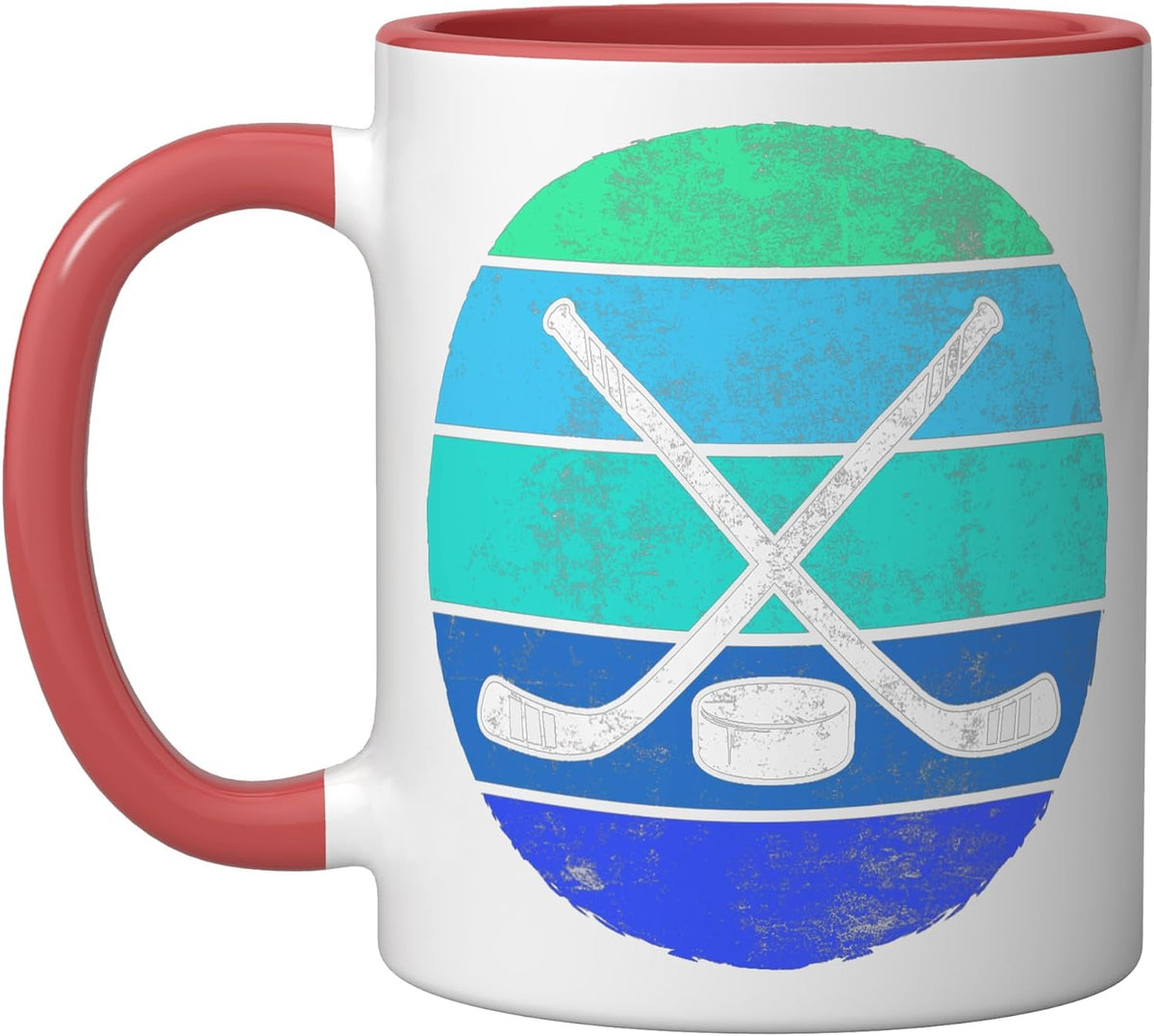 Ice Hockey Retro Crossed Sticks Puck Fan Player Goalie Ceramic Mug