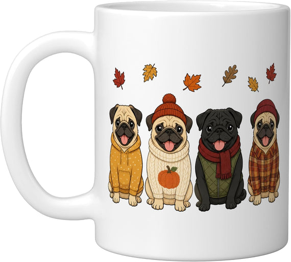 Pug Fall Autumn Season Pumpkin Dog Halloween Ceramic Mug