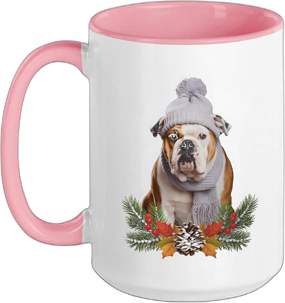 Dog Christmas Theme Bulldog English Ceramic Mug
