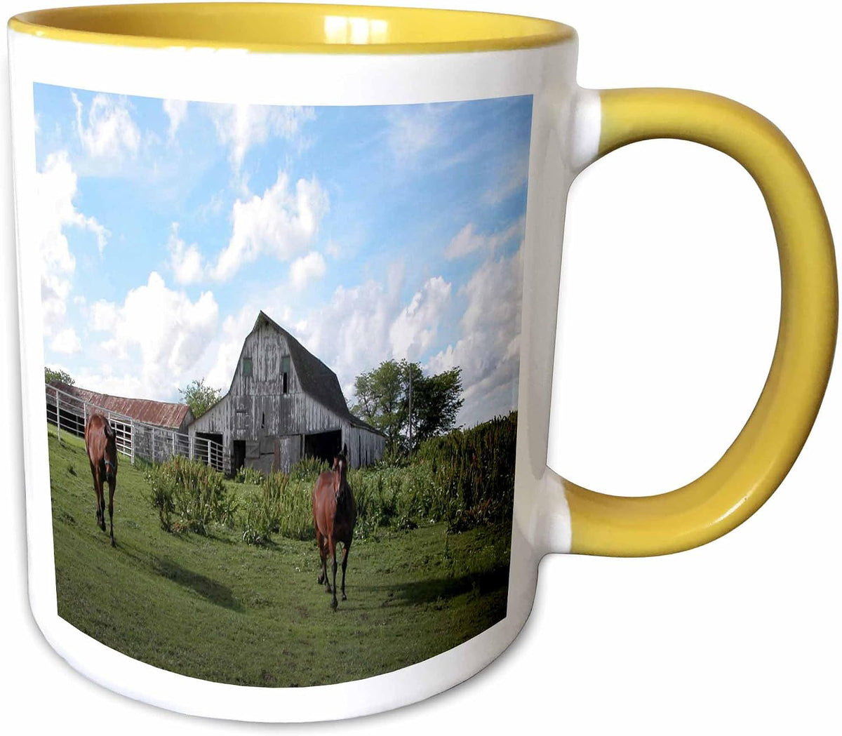 Horses And Barn Ceramic Mug
