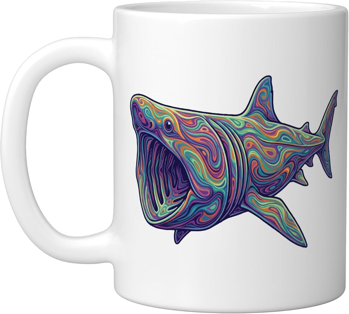 Basking Shark Colorful, White Ceramic Mug