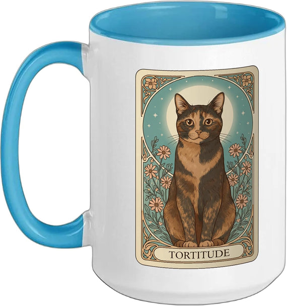 Tortie Cat Mom Fur Mama Aesthetic Tortitude Tarot Card Ceramic Mug