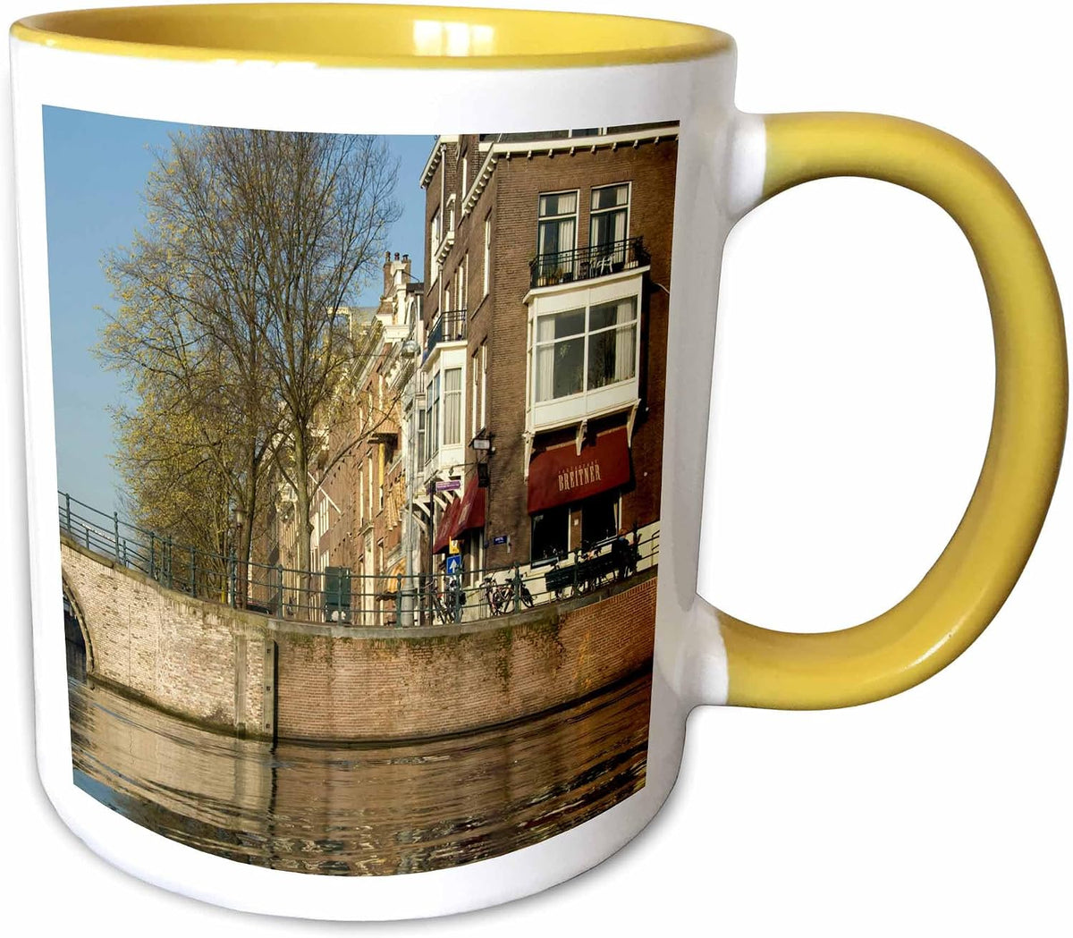 Netherlands, Amsterdam. Canal Bridge Ceramic Mug