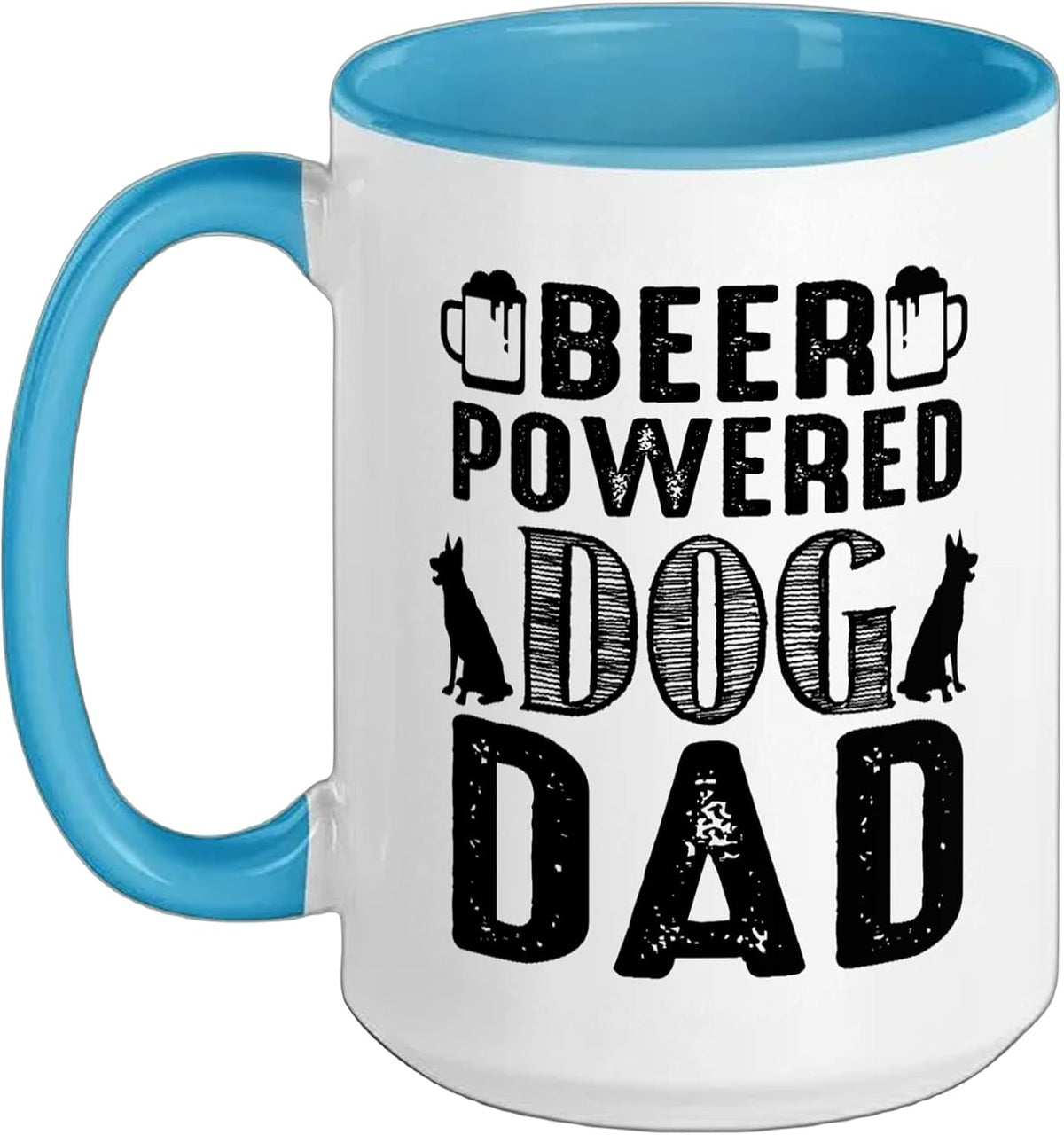 Beer Powered Dog Dad Funny Father's Day Christmas Ceramic Mug