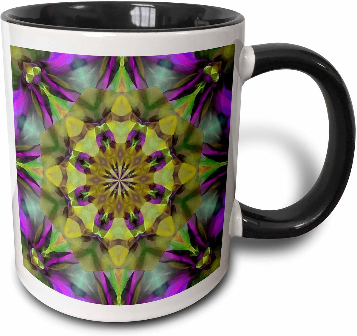 Multicolored Layered Radial Pattern Ceramic Mug