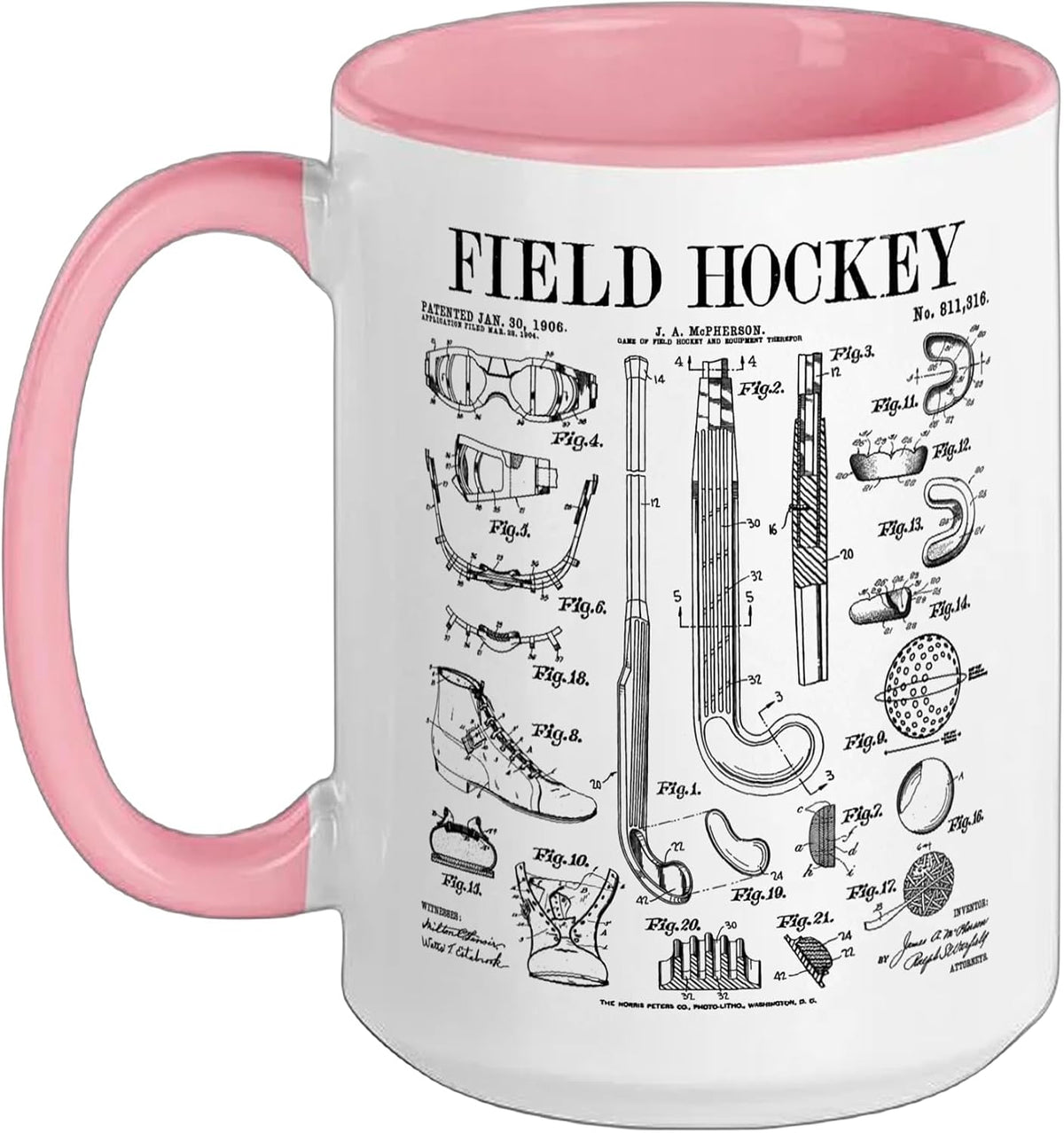 Field Hockey Player Team Sports Funny Vintage Patent Print Ceramic Mug
