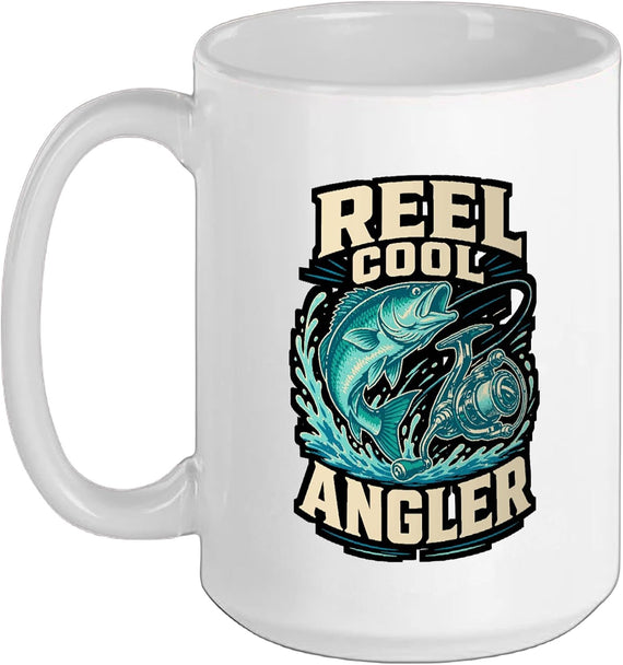 Reel Cool Angler Fishing Bass Fisherman Ceramic Mug