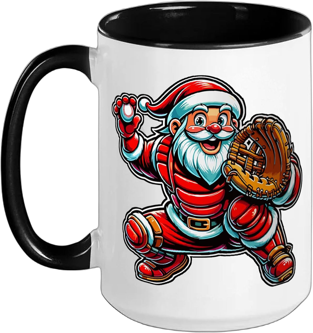 Santa Baseball Catcher Tree Christmas Hat Xmas Costume Pj Ceramic Mug