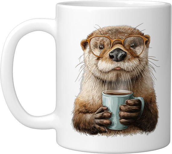 Sea Otter Drinking Coffee Funny Animal Lover Ceramic Mug