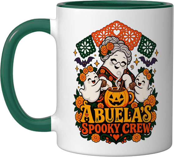 Abuela Halloween Grandma Ghost Family Mexican Marigold Ceramic Mug