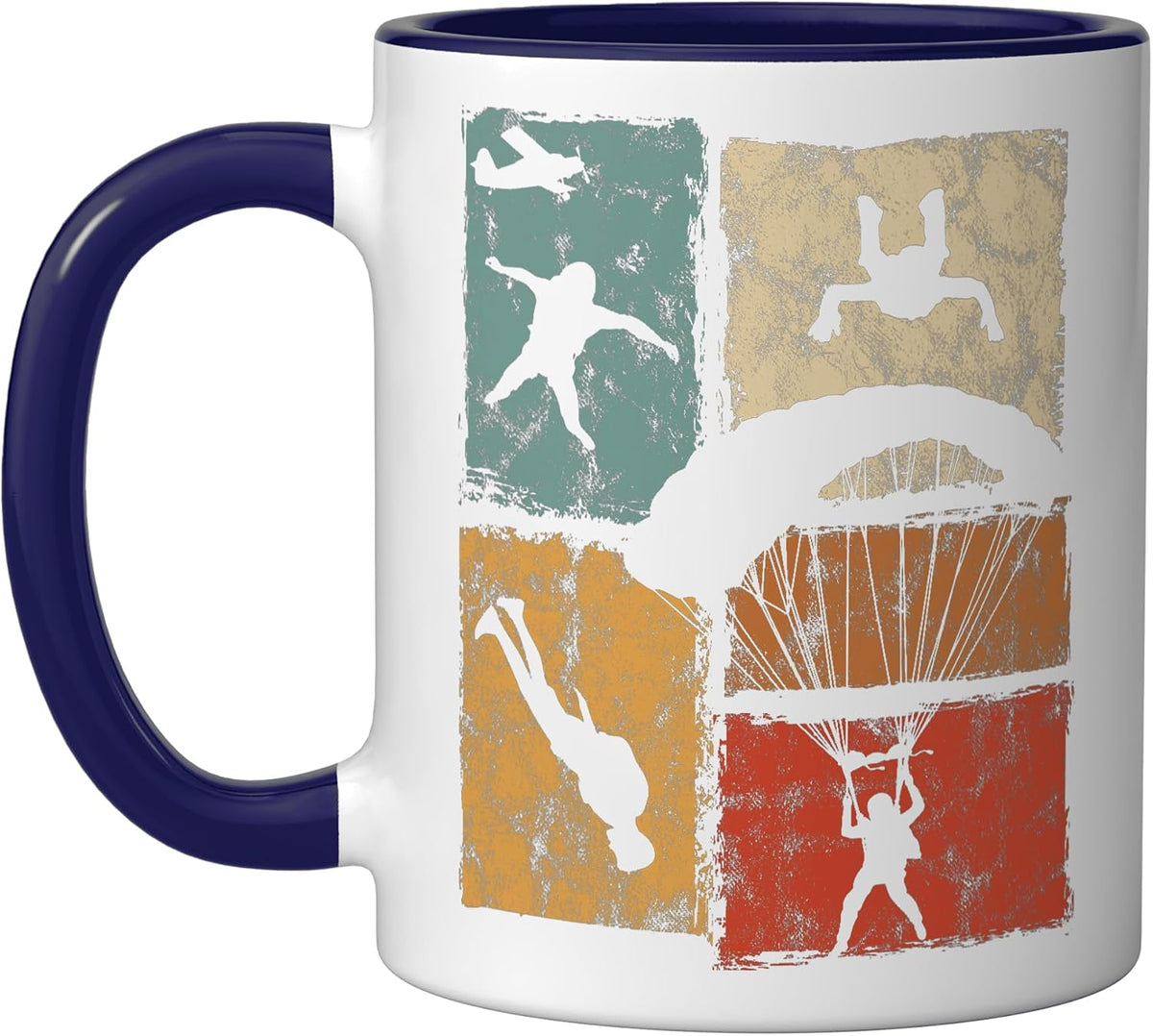 Retro Skydiving Graphic With Parachute Ceramic Mug