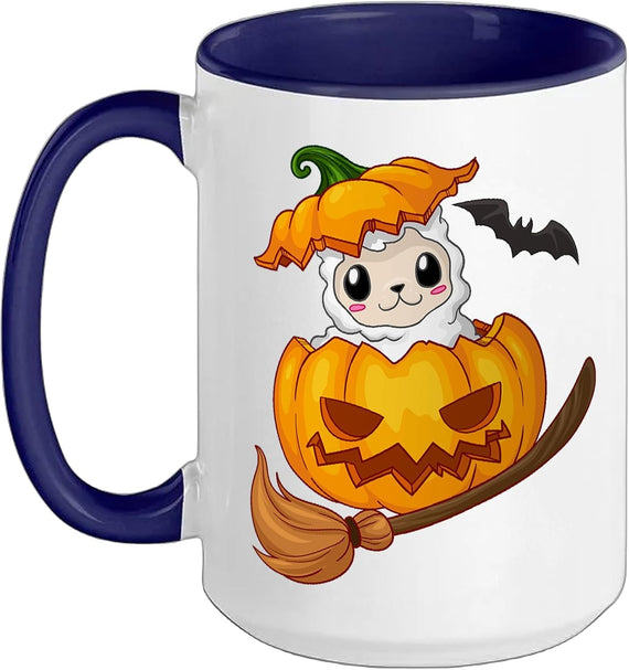 Llama Halloween Pumpkin Bat Costume Mug