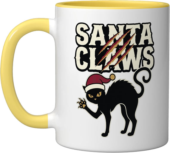 Santa Claws Black Cat Arched Back Halloween Funny Pun Ceramic Mug