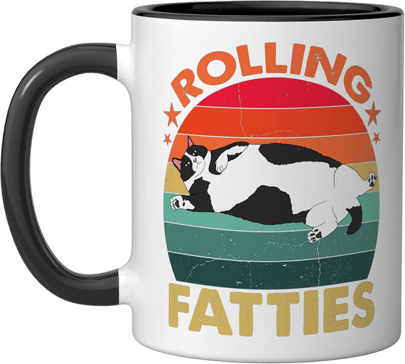 Retro Fat Kitten Mug Funny Cat Rolling Fatties Ceramic Mug