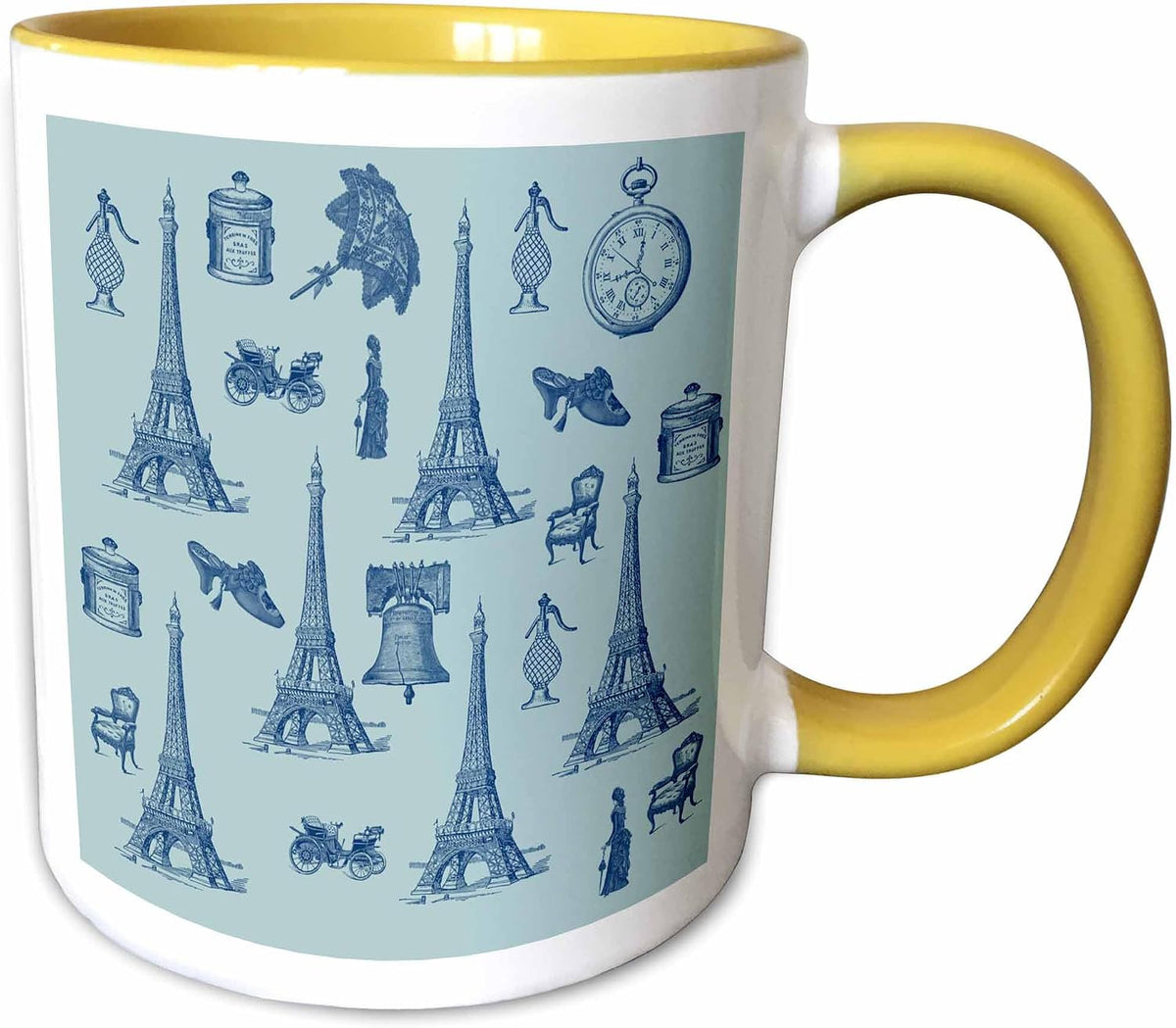 Paris Chic Eiffel Tower French Vintage Blue Ceramic Mug