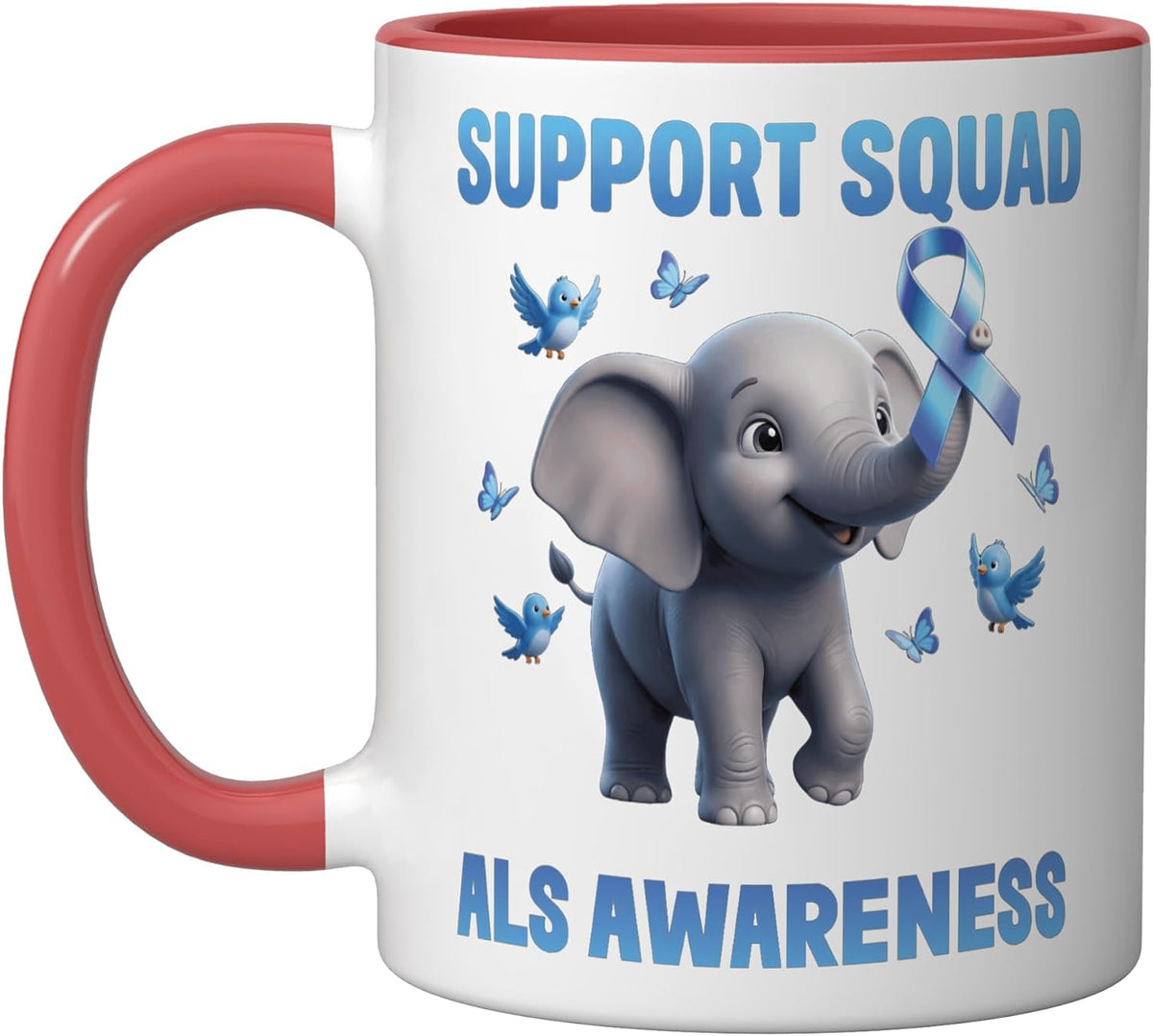 Als Awareness Support Squad Elephant Blue Ribbon Men Women Ceramic Mug