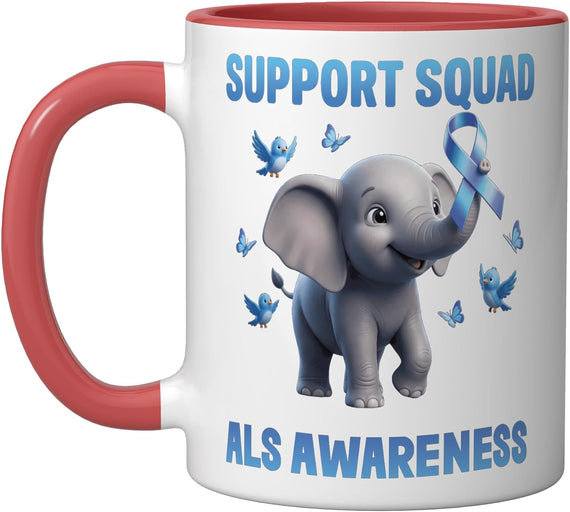 Als Awareness Support Squad Elephant Blue Ribbon Men Women Ceramic Mug