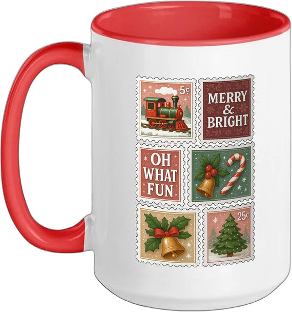 Christmas Stamp Holiday Collage Ceramic Mug