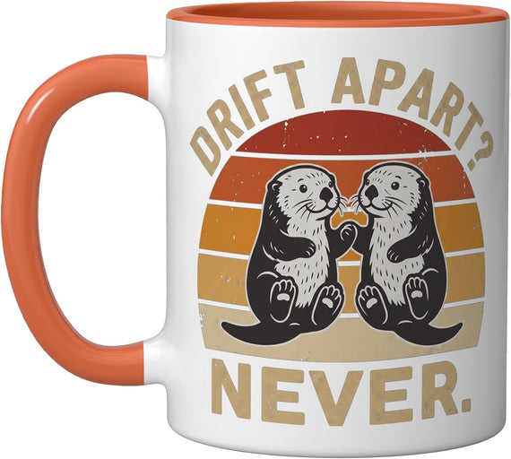 Sea Otters Holding Hands Couples Otter Love Retro Sunset Ceramic Mug