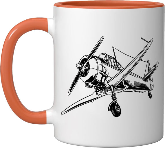 Propeller Aircraft One Line Drawing Plane Spotter Ceramic Mug