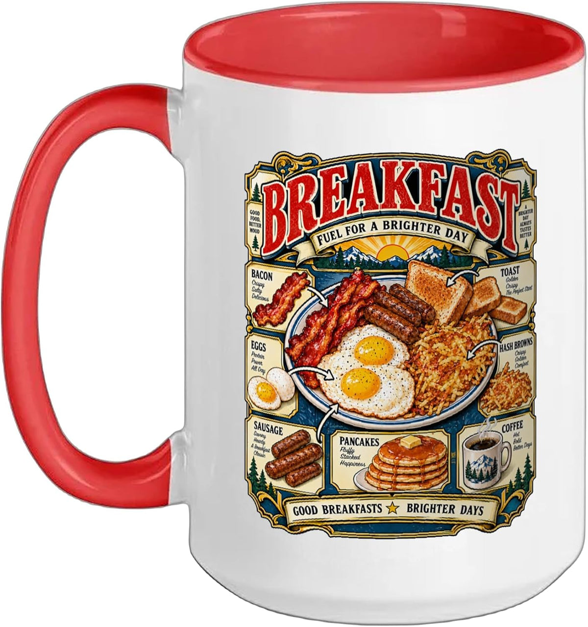 Good Breakfasts Brighter Days Retro Breakfast Food Lover Ceramic Mug