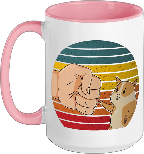 Hamster Fist Bump Retro Sunset Cool Hamster Dad Ceramic Mug