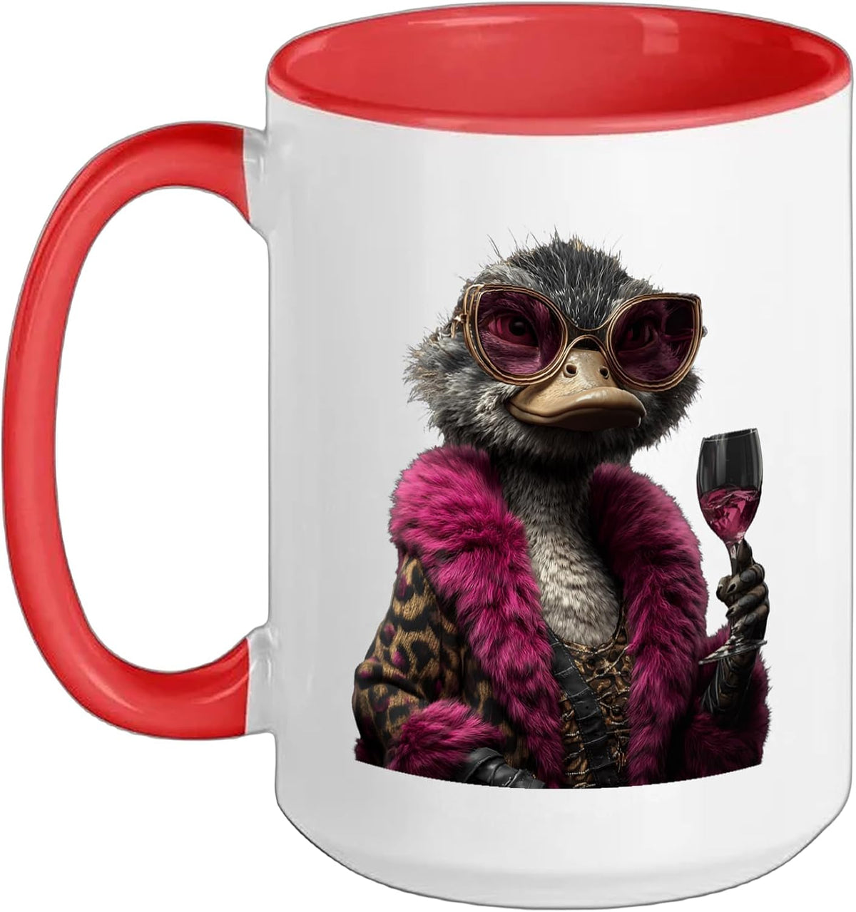 Stylish Ostrich Portrait Animal Lover Graphic Oversized Ceramic Mug