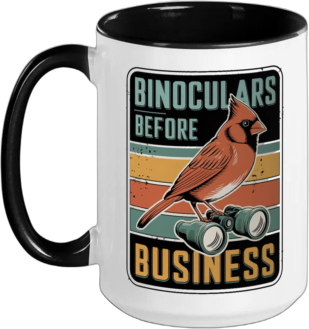 Bird Watching Birding Binoculars Before Business Ceramic Mug