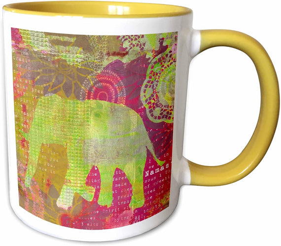 Elephant Mixed Media Art Ceramic Mug