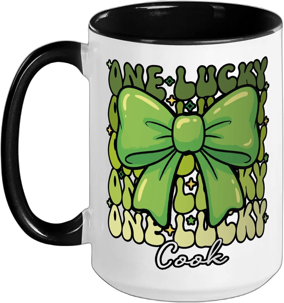 One Lucky Cook St Patricks Day Coquette Bow Retro Design Ceramic Mug