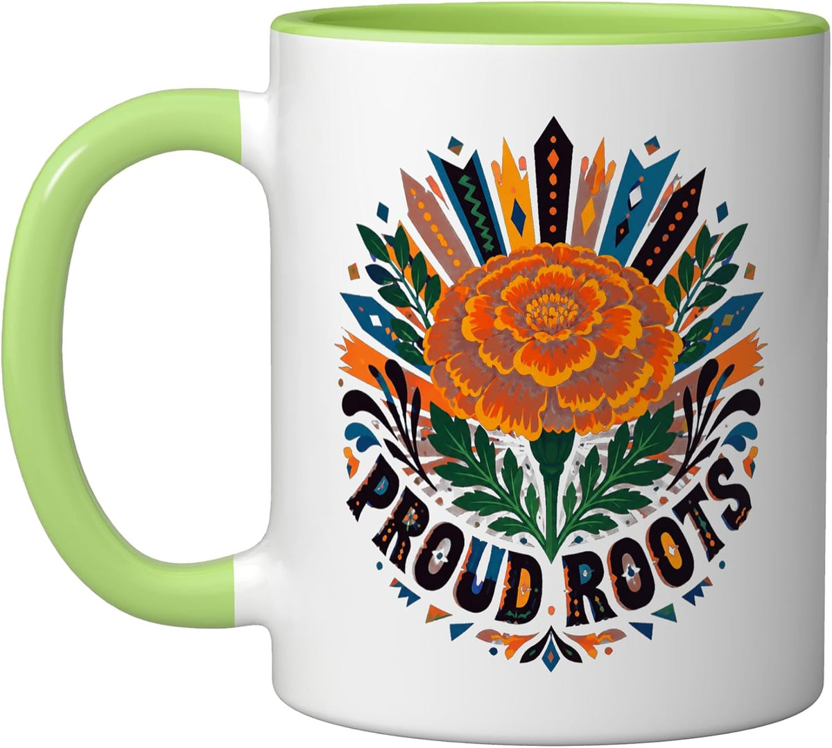 Proud Roots Marigold Sun Flower Latino Heritage Ceramic Mug