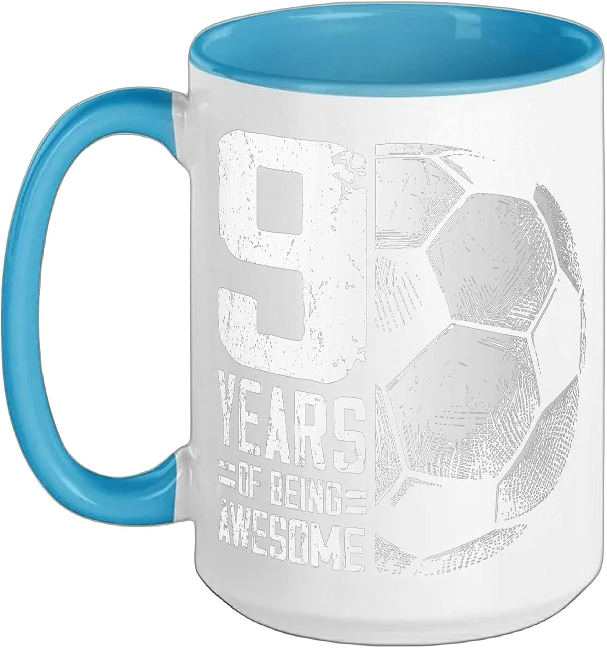 9th Birthday Boy Girl Soccer Player Football 9 Years Old Ceramic Mug