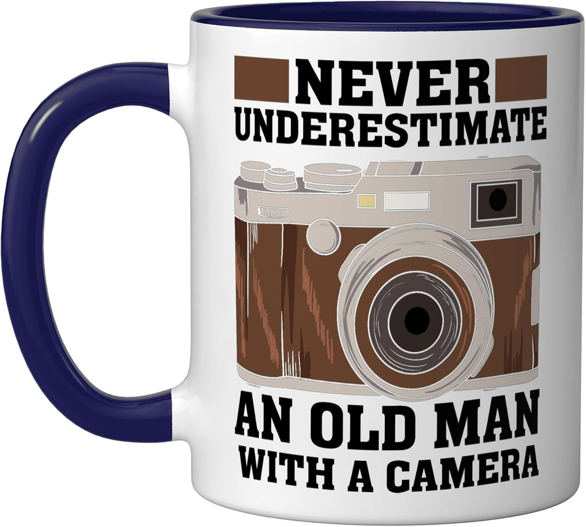 Old Man With Retro Camera Photography Ceramic Mug