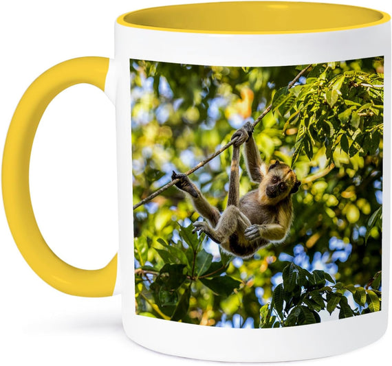 Young Capuchin Monkey Hangs Ceramic Mug