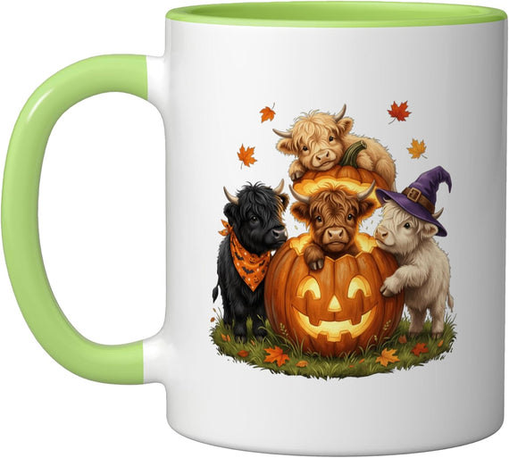 Halloween Highland Cow Pumpkin Spooky Season Costume Ceramic Mug