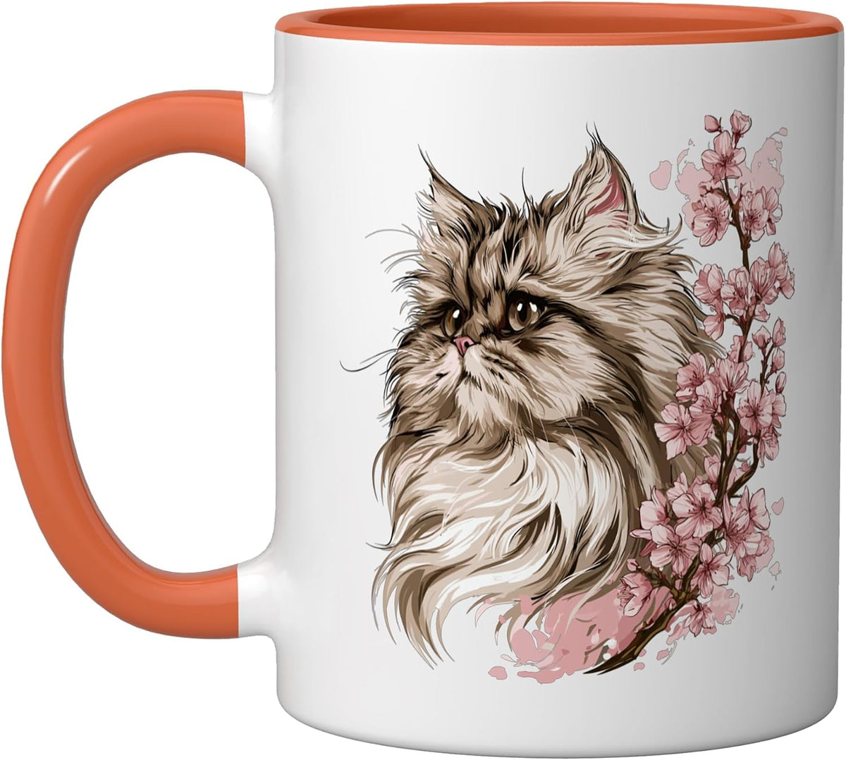 Cherry Blossoms - Watercolor Persian Cat Ceramic Mug