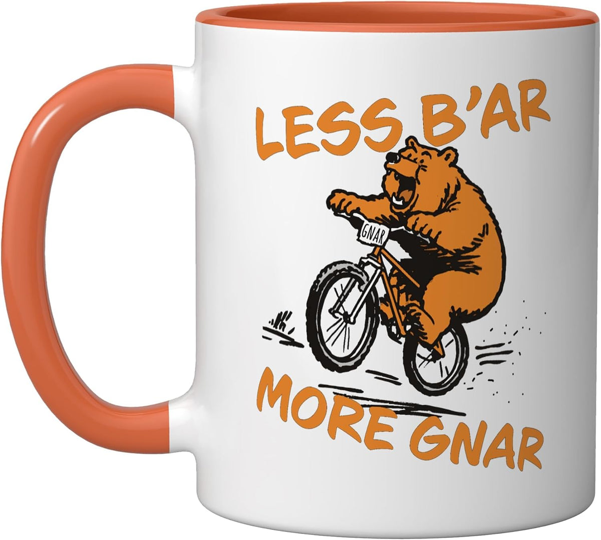 Less B'ar More Gnar Funny Gnarly Trail Biking Bear Ceramic Mug