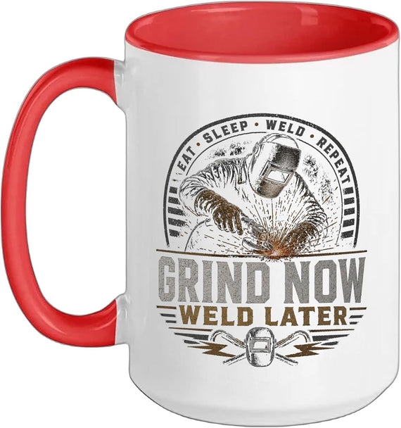 Grind Now Weld Later Welder Vintage Design Ceramic Mug