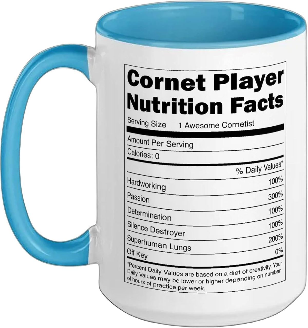 Music Design - Funny Nutrition Facts Cornet Player Ceramic Mug