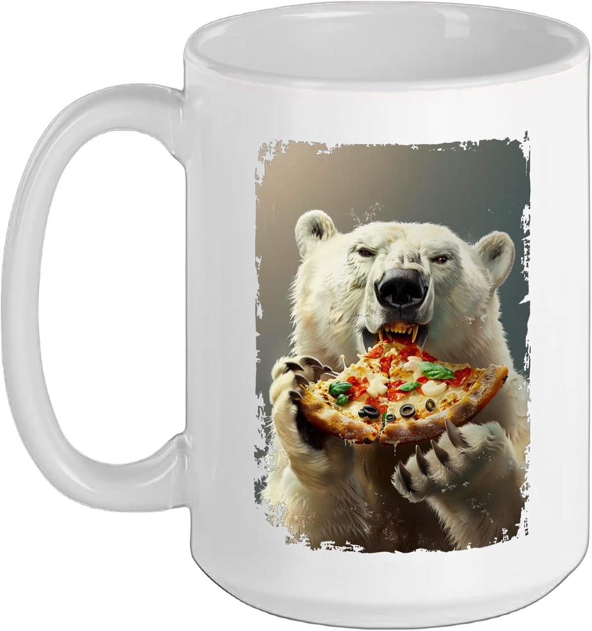 Polar Bear Pizza Ceramic Mug