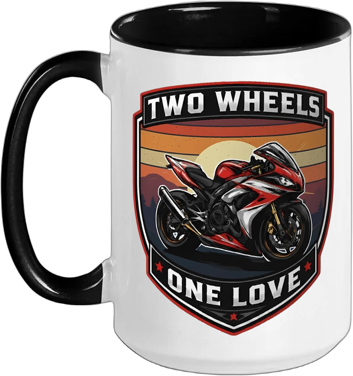 Two Wheels One Love Street Motrocycle Motorbike Rider Ceramic Mug