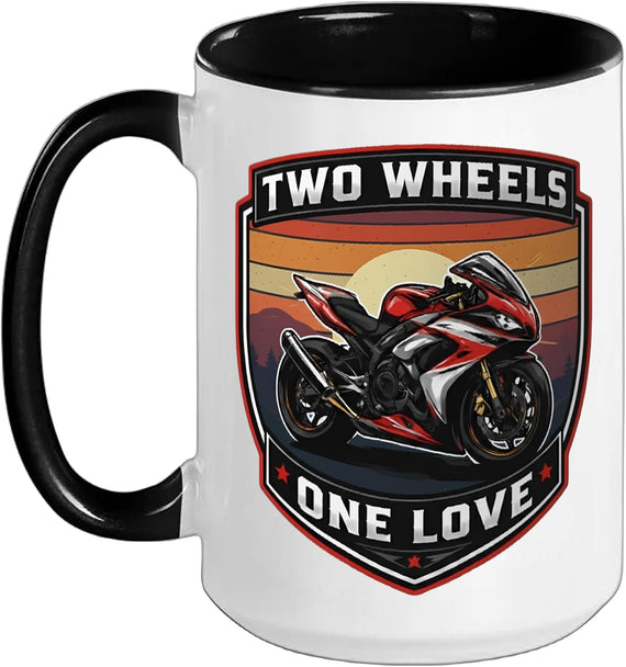Two Wheels One Love Street Motrocycle Motorbike Rider Ceramic Mug