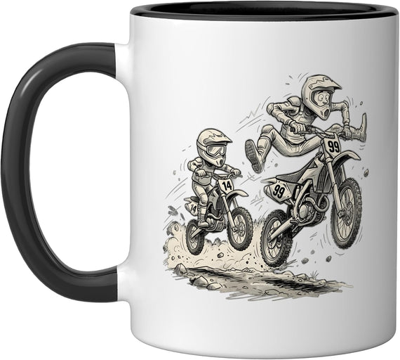 Father Son Motocross Dirt Bike Racing Action Funny Ceramic Mug
