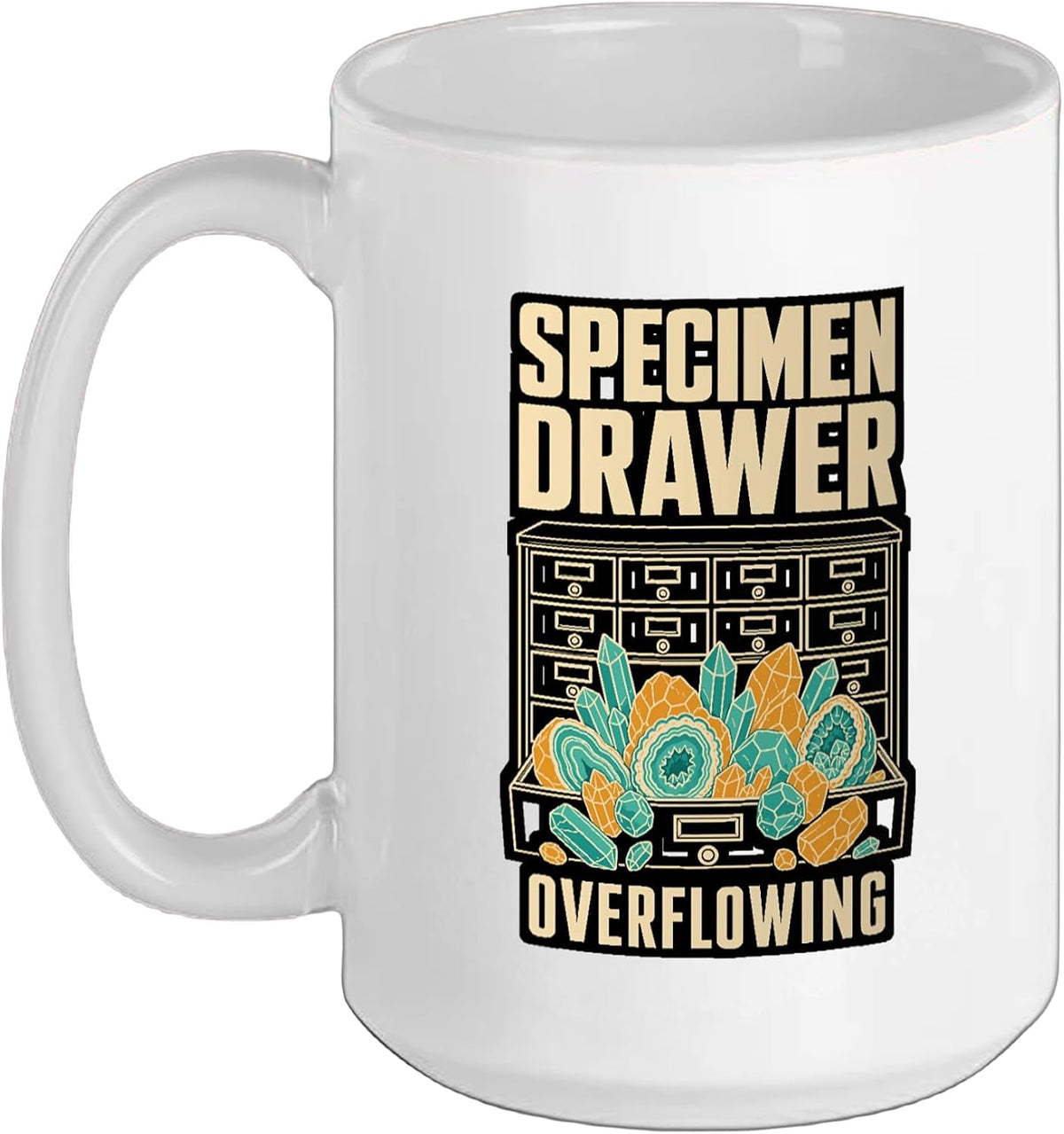 Specimen Drawer Overflowing Mineral Rock Cabinet Ceramic Mug
