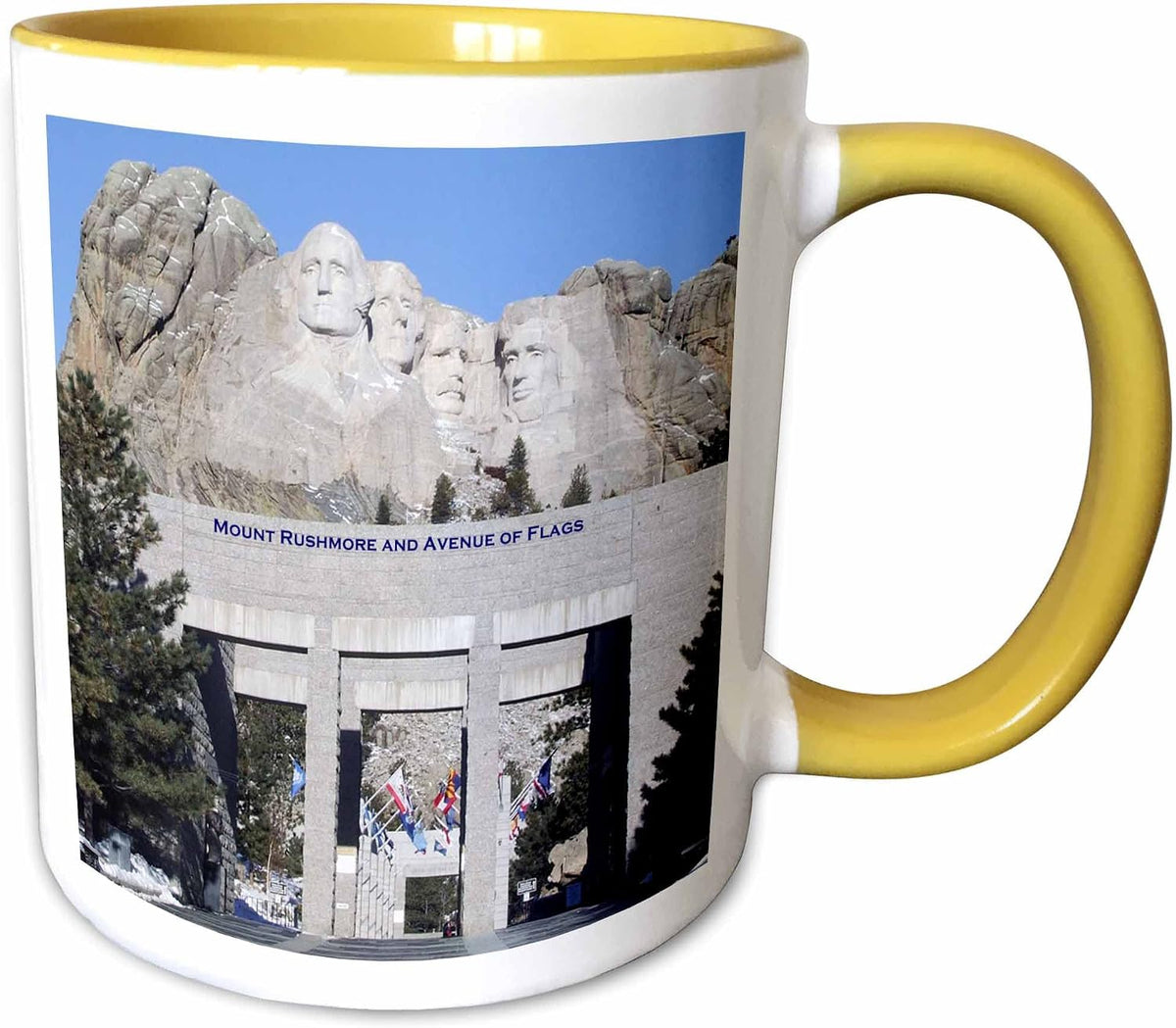 Mount Rushmore And Avenue Of Flags Ceramic Mug